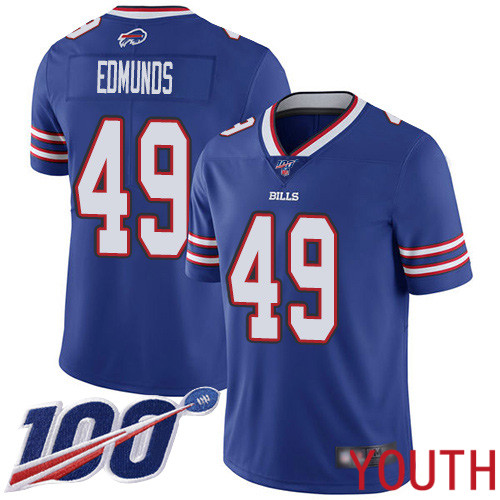 Youth Buffalo Bills #49 Tremaine Edmunds Royal Blue Team Color Vapor Untouchable Limited Player 100th Season NFL Jersey